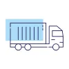 Freight logistics illustration showing a truck near a warehouse with cargo ready for transport.