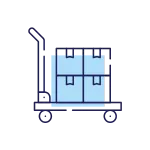 Meist 6 Freight logistics cart stacked with boxes, symbolizing efficient shipping and cargo handling services.