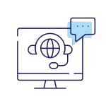Meist 9 Illustration of a computer screen with a headset, symbolizing customer support in the freight and logistics industry.